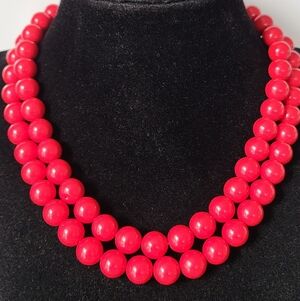 Vintage 50's Red Plastic Double Strand Necklace